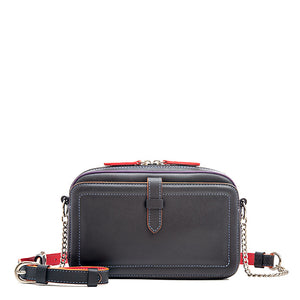 Small Leather Shoulder Bag (Black Pace)