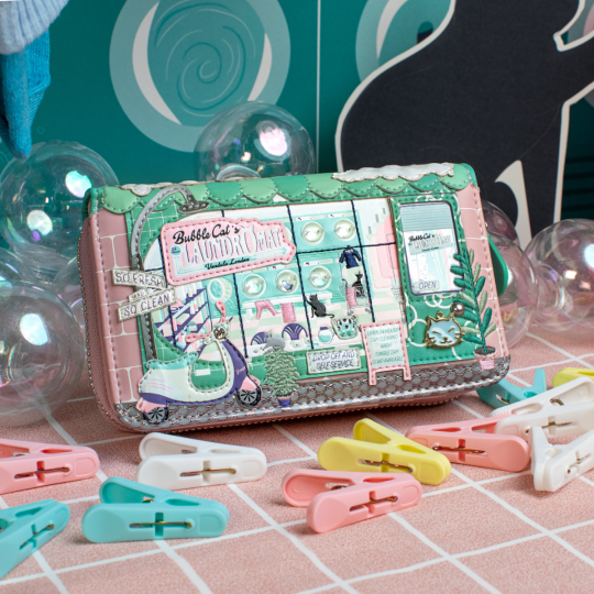 Bubble Cats Laundromat Medium Ziparound Wallet