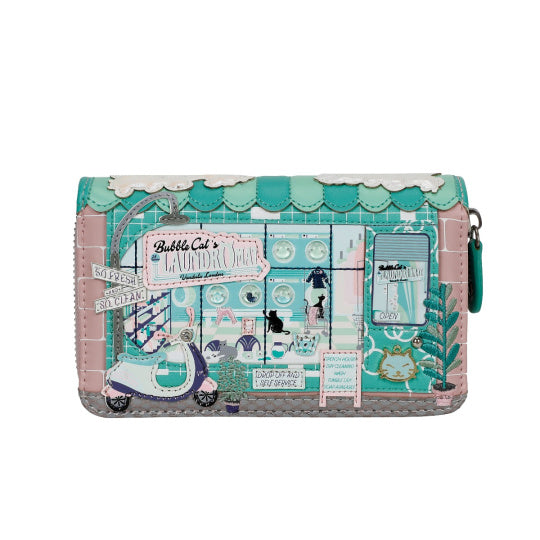 Bubble Cats Laundromat Medium Ziparound Wallet