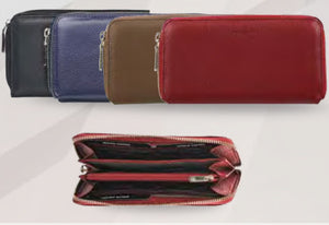 RFID Leather Zip Around Wallet<br>(3 Colours)